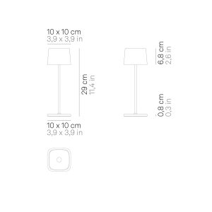 Zafferano Ofelia 3K nabíjateľná stolová lampa IP65 sivá