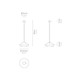 Zafferano Pina 3K nabíjateľná stolová lampa fólia meď