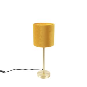 Stolová lampa mosadz so žltým tienidlom 20 cm – Simplo