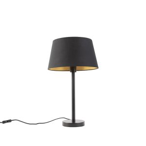 Klasická stolová lampa čierna s čiernym tienidlom 32 cm - Simplo