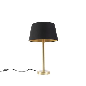 Klasická stolná lampa mosadz s čiernym tienidlom 32 cm - Simplo