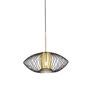 Dizajnová závesná lampa zlatá s čiernou 50 cm - Dobrado