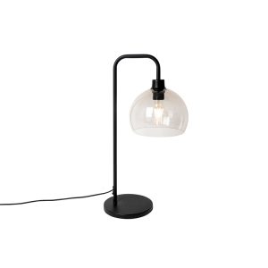 Moderná stolná lampa čierna s efektom dymového skla - Maly