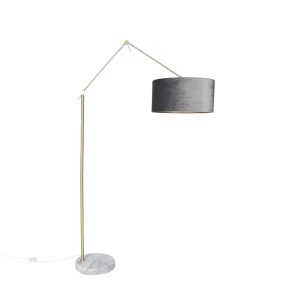 Moderná stojaca lampa zlaté zamatové tienidlo šedá 50 cm - Redaktor