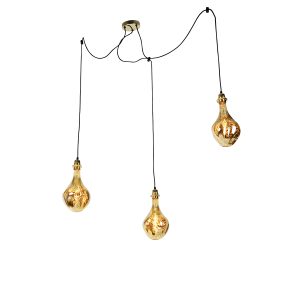Závesná lampa zlatá 3-svetlá vrátane LED jantárovej stmievateľnej – Cava Luxe