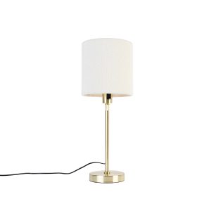 Stolná lampa zlatá nastaviteľná s tienidlom biela 20 cm – Parte