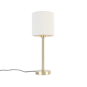 Klasická stolná lampa z mosadze s tienidlom biela 20 cm – Simplo