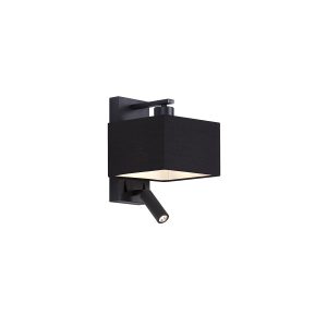 Moderné nástenné svietidlo čierne štvorcové s lampou na čítanie - Puglia