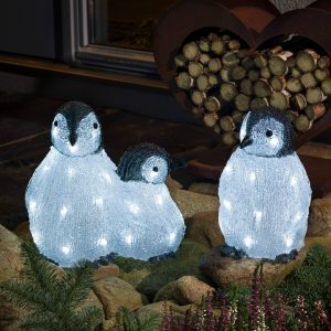 LED akrylové svietiace postavičky tučniakov 3 kusy