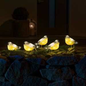 LED svietiace figúrky vtákov do exteriéru