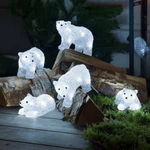 LED svietiace figúrky ľadových medveďov do exteriéru