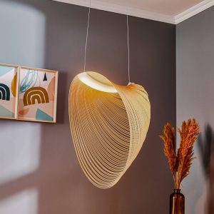 Luceplan Illan LED závesná lampa na drevo so stmievaním Ø 60 cm
