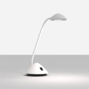 Stolná lampa MAULarc LED s ohybným ramenom, biela