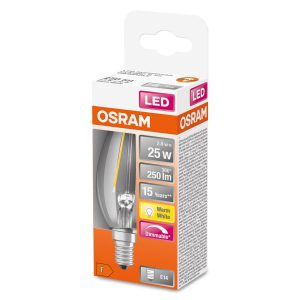 Sviečka OSRAM LED E14 2,8 W 827 stmievateľná číra