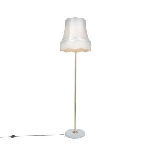Retro stojaca lampa mosadz s krémovým odtieňom Granny 45 cm – Kaso