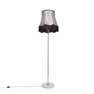 Stojacia lampa mosadz s odtieňom Granny B čierno-sivá 45 cm – Kaso