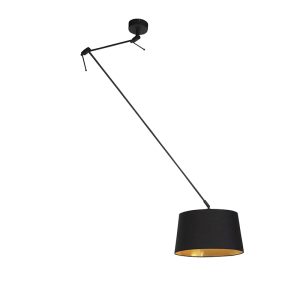 Závesná lampa s bavlneným tienidlom čierna so zlatom 35 cm - Blitz I čierna
