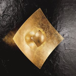 Nástenné svietidlo Quadrangolo s plátkovým zlatom