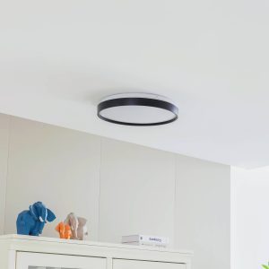Lindby Smart LED stropné svietidlo Mirren, čierna, CCT, Tuya