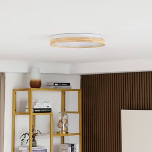 Lindby Smart LED stropné svietidlo Mirren wood Ø39