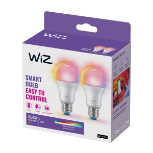 WiZ A60 LED lampa matná WiFi E27 8,5W RGBW sada 2 ks