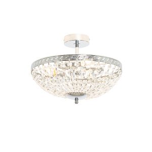Klasické stropné oceľové svietidlo s krištáľovým 3-svetlom - Mondrian