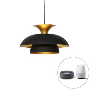 Inteligentná závesná lampa čierna so zlatou vrátane Wifi G95 - Titus