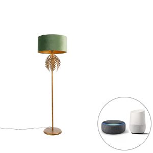 Inteligentná stojaca lampa zlatá so zeleným tienidlom vrátane Wifi A60 - Botanica