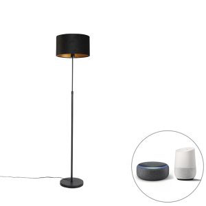 Inteligentná stojaca lampa čierna s velúrovým tienidlom čierna 35 cm vrátane Wifi A60 - Parte