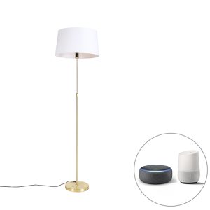 Inteligentná stojaca lampa zlatá s ľanovým tienidlom biela 45 cm vrátane Wifi A60 - Parte