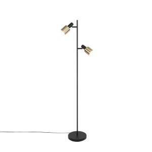 Inteligentná stojaca lampa čierna so zlatou vrátane 2 Wifi A60 - Stijn