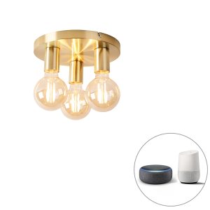 Inteligentné stropné svietidlo zlaté okrúhle vrátane 3 ks WiFi G95 - Facil