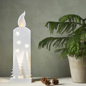 LED dekoratívne svetlo Grandy, sviečka a jedľa, 50 cm