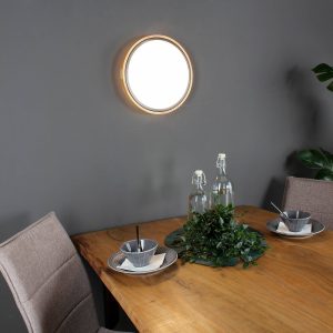 Stropné svietidlo Solstar LED s dekorom dreva Ø 30