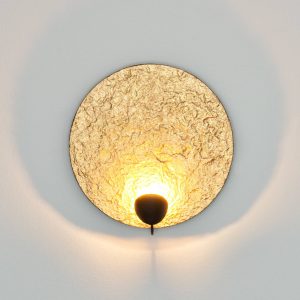 LED nástenné svietidlo Traversa, lesklá zlatá, Ø 35 cm