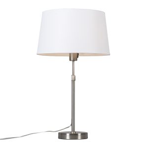 Stolová lampa oceľová s tienidlom biela 35 cm nastaviteľná – Parte