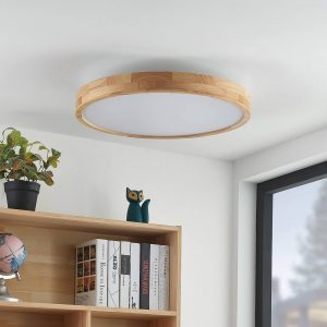 Stropné svietidlo Lindby Lanira LED z dubového dreva