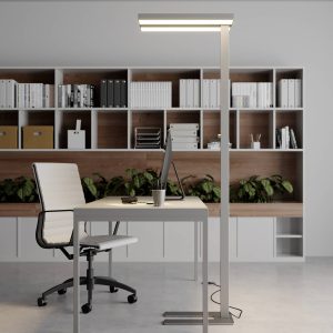 Stojacia lampa Arcchio LED Logan Basic, 6 000 lm, stmievateľná, strieborná