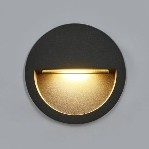Lucande LED nástenné svietidlo Loya, okrúhle, tmavo sivé, vonkajšie