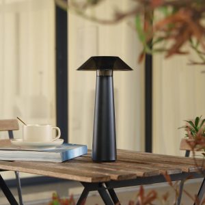 Lindby LED dobíjacia vonkajšia stolová lampa Gomba