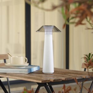 Lindby LED dobíjacia vonkajšia stolová lampa Gomba