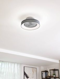 Stropný ventilátor Lindby LED Mace, sivý, tichý, CCT