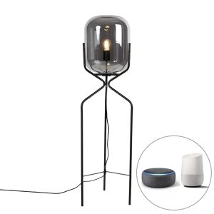 Inteligentná stojaca lampa čierna vrátane WiFi A60 dymového skla - Bliss