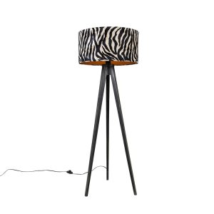 Stojacia lampa statív čierny s tienidlom zebra 50 cm – Tripod Classic