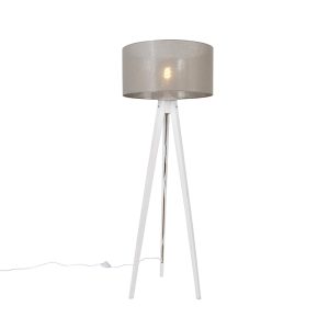 Moderná stojaca lampa statív biela s tienidlom tupá 50 cm – Tripod Classic