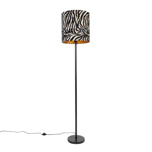Moderná stojanová lampa čierne látkové tienidlo zebra 40 cm – Simplo
