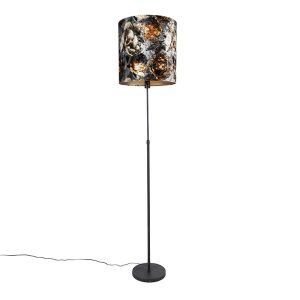 Stojacia lampa čierny kvetinový vzor nastaviteľný 40 cm – Parte