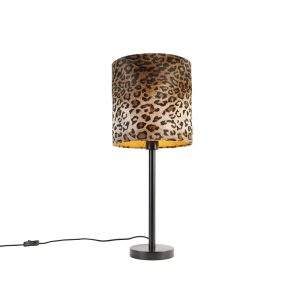 Moderná stolná lampa čierna s tienidlom leopard 25 cm – Simplo