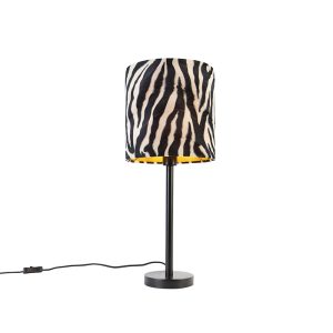 Moderná stolná lampa čierna s tienidlom zebra 25 cm – Simplo