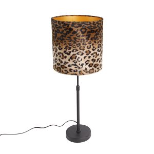 Stolová lampa čierny zamatový odtieň leopardie prevedenie 25 cm – Parte
